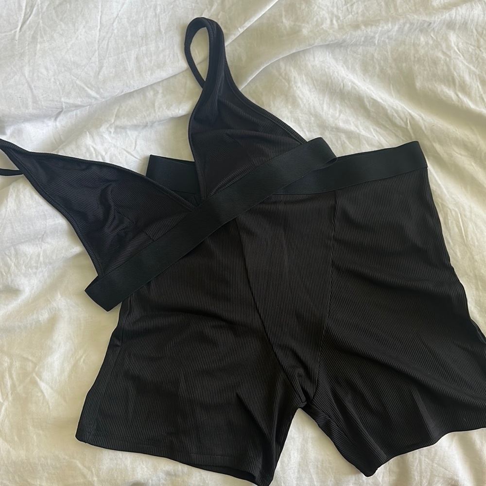 Black ribbed skims dupe set